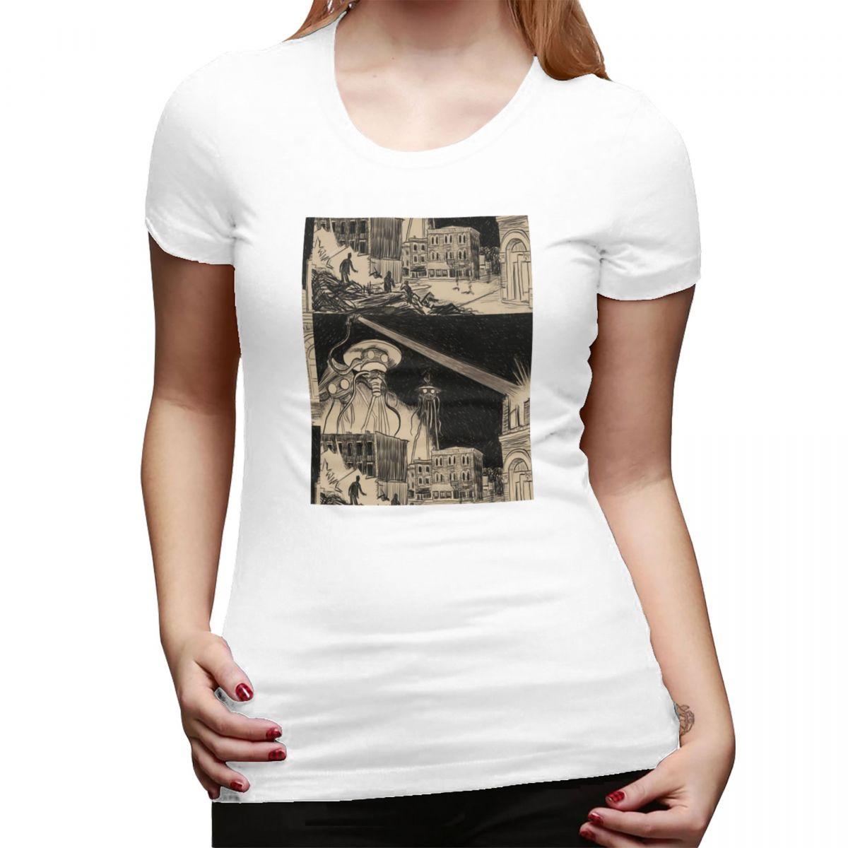 War Of The Worlds In Covingtons Central Business District TShirt for Women Crew Neck T Shirts Womens Tees Short  Clothes Tops S