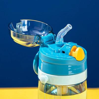 Casual 520ML Water Sippy Cup Handle Plastics Kids Water Bottle with Straw Drinking Bottle Cup
