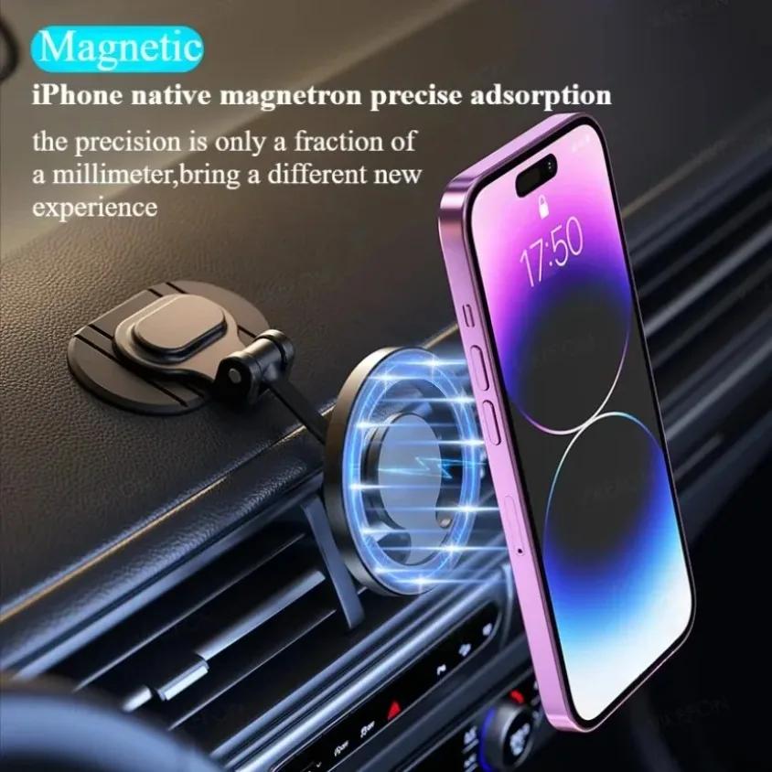 Dashboard Car Magnetic Cell Phone Holder 1040° Rotation Foldable GPS For All Magnetic Phone Magsafe iPhone 17 16 15 14 13 Stand