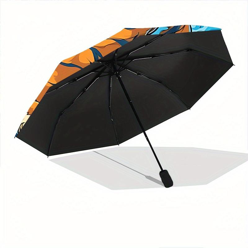 1pc Blue Flame Tiger Pattern Automatic Umbrella Is Fashionable and Good-Looking,  Suitable for Travel and Daily UseC012