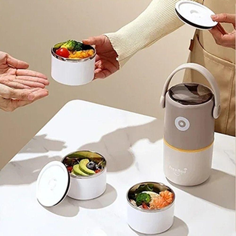 Doppelschichtige Thermobrotbox Edelstahl Lebensmittel Suppenbehälter Isolierbox für Büro & Schule