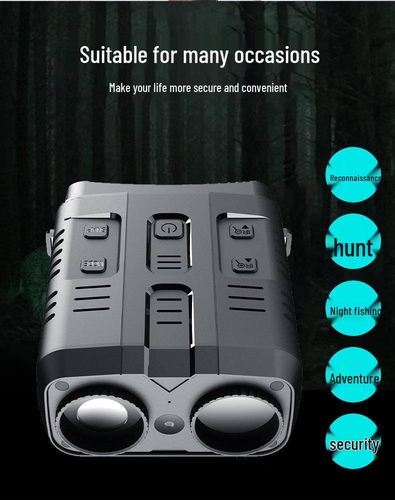 HD Infrared Night Vision Binoculars with Large Screen - Capture Photos & Videos, Handheld Outdoor Use, All Black