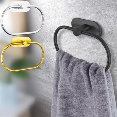 Wall Mounted Self-Adhesive Towel Ring Rack Holder Stainless Steel Wall Mount Towel Hanger