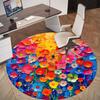 1pc Floral Abstract Pattern Office Round Rugs, Under Chair Round Rugs for Living Room, Bedroom, Bathroom Decoration Carpet 091827