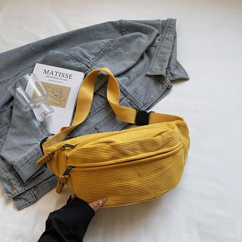 Trendy Women's Corduroy Crossbody Bag - Large, Simple Solid Color Shoulder Bag