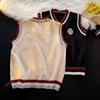 Damen College-Stil Strickweste Student Ärmellos V-Ausschnitt Gestrickte Westen Damen Winter Locker Vielseitig Pullover Tops