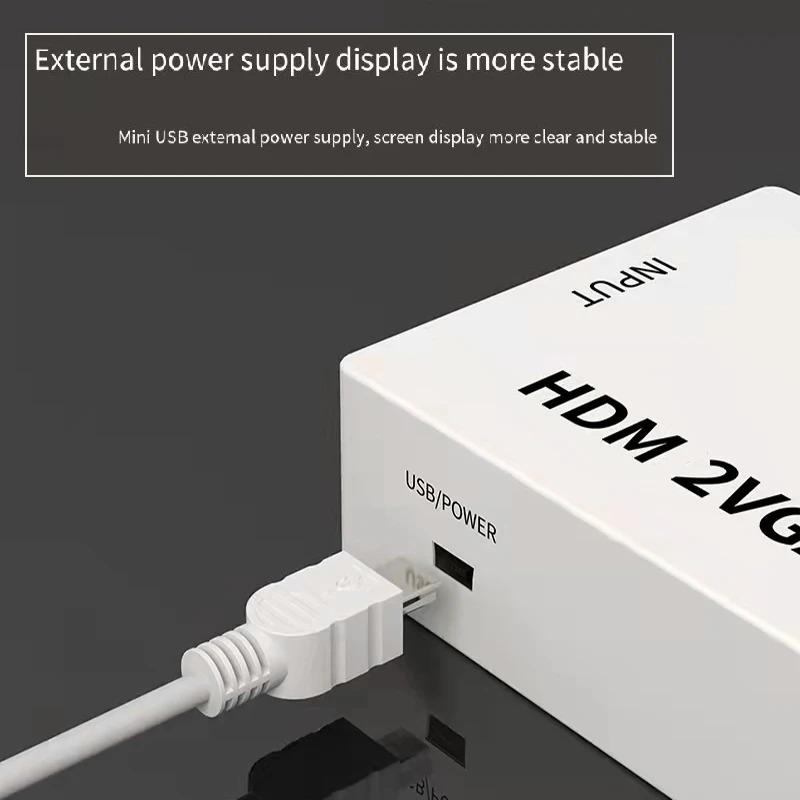 1080P HDMI til VGA-konverter med lyd VGA til HDMI-konverter HDMI-adapter for projektor DTV TV HDVD bærbar PC