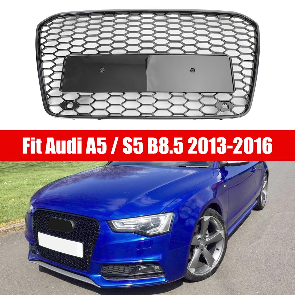 RS5 Style Honeycomb Mesh Front Bumper Grille Grill Fit A5 S5 B8.5 2013-2016
