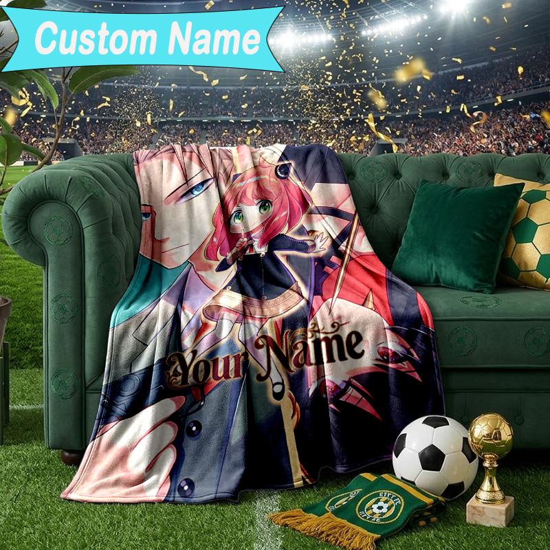 Custom Name Blanket Fantasy Battle Anya Blanket Bedding Blanket for Travel, Camping, Living Rooms, Offices, Sofas, Fan Christmas Gift