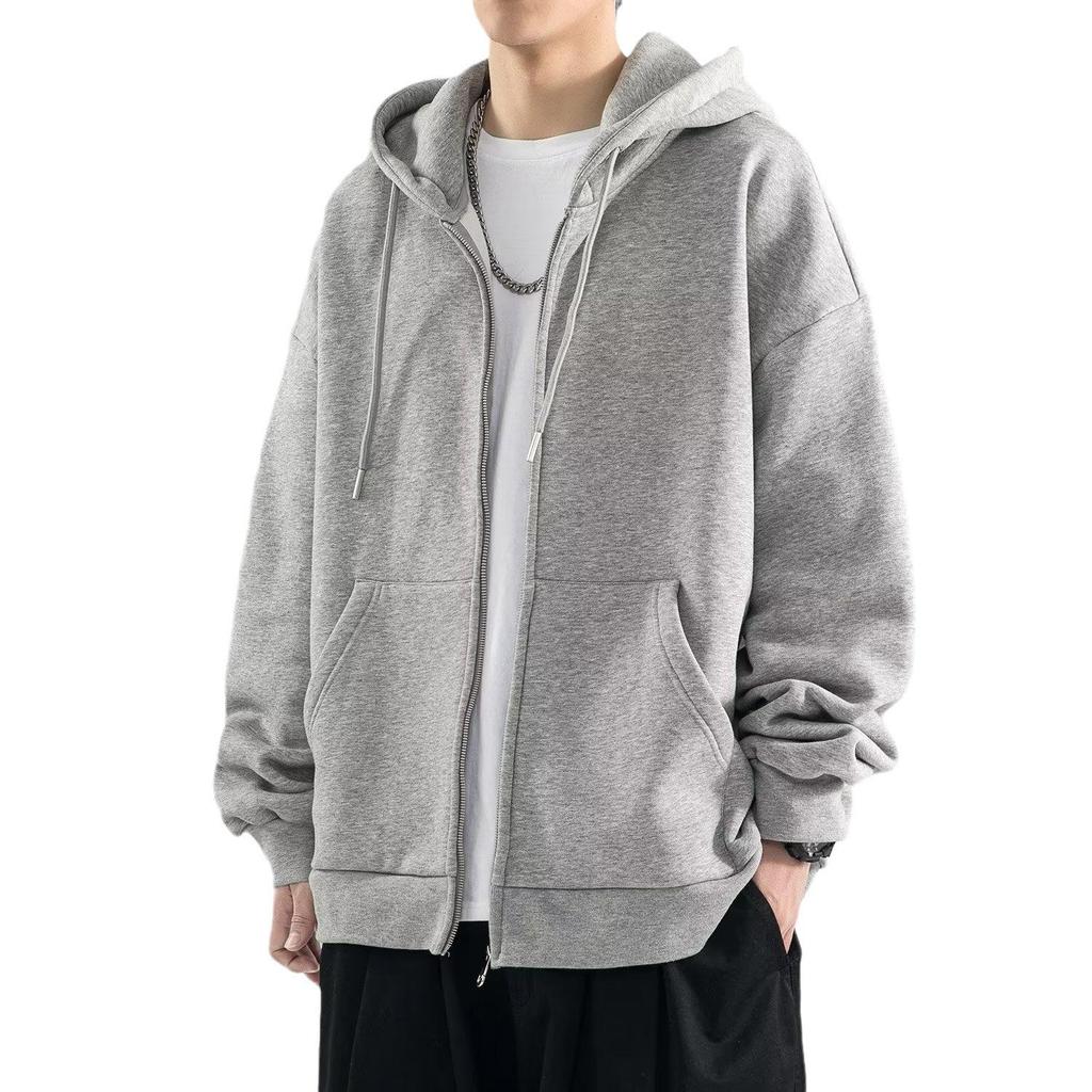 Factory Straight Hair 2026 Autumn and Winter Hooded Fleece Sweater Men's Loose Ins Trendy Brand Casual Solid Color Boys Coat