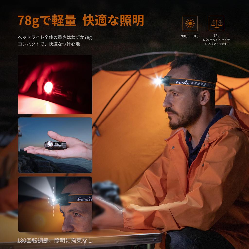 Fenix HM50R LED 700 Bright Dual IP68 115 Meter Detachable Dual Red and White Light Helmet Emergency Outdoor Night Power Outage Preparedness V2.0