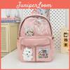 Casual Travel Nylon Backpack For Middle School Girls With Transparent Compartments And Badges Pendant