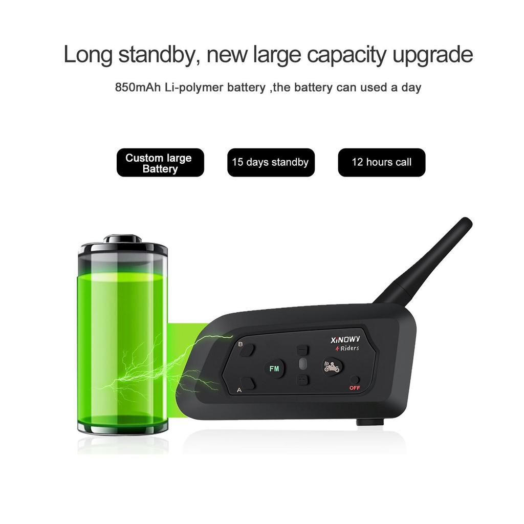 Xinowy V4Pro 4-Person Bluetooth Motorcycle Intercom Helmet Headset
