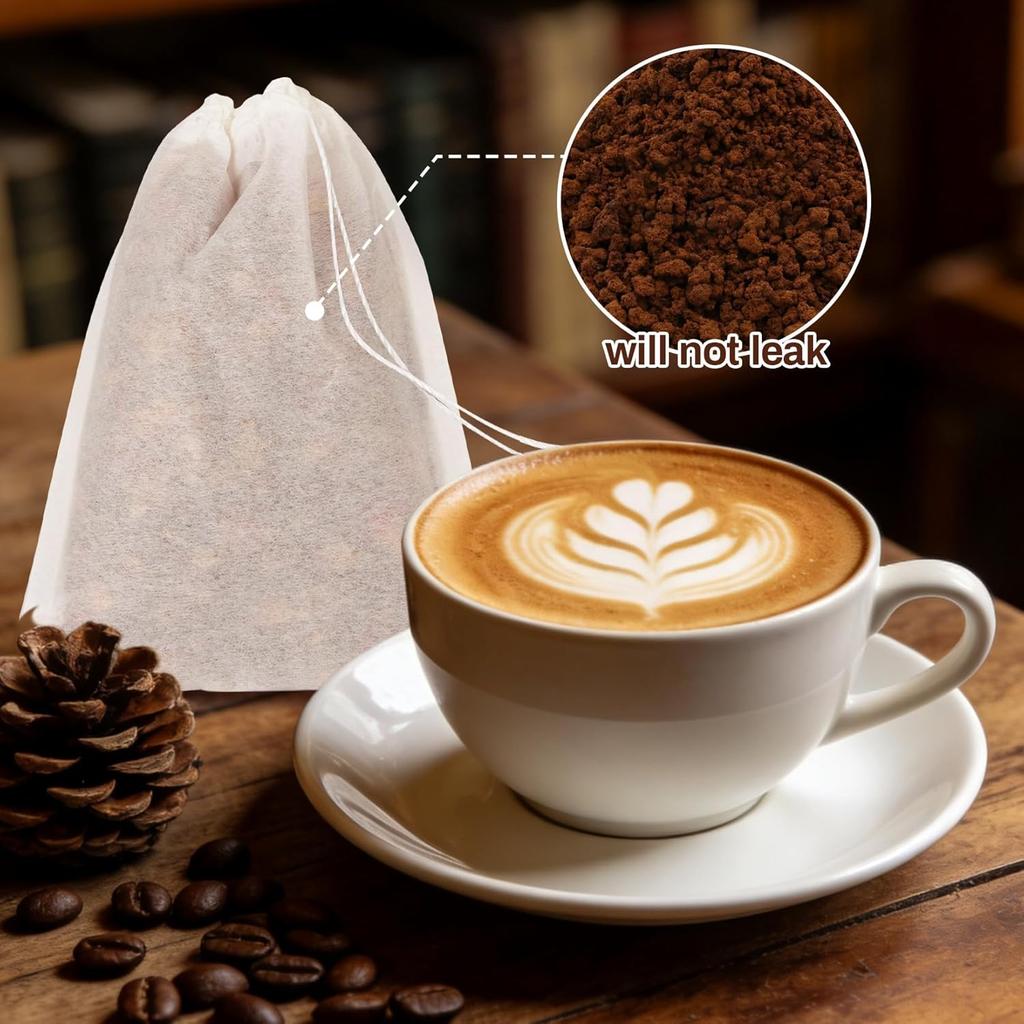 MAQIHAN 300 PCS Empty Tea Bags for Loose Tea - Disposable Tea Filter Bags White Natural Biodegradable Bulk Fillable Empty Tea Bags with String Empty