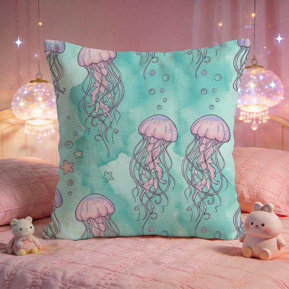 Dreamy Jellyfish Glow Cushion Cover Premium Comfort Reversible Pillow Cove Two in One Design for Any Room  Car Interior