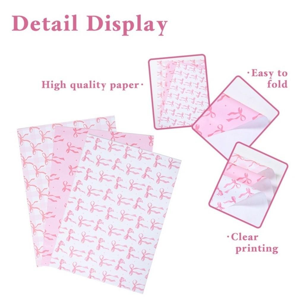 3Pcs Thick Material Bow Themed Wrapping Paper Double-Sided Printing Wrapping Paper Gift Paper Decor