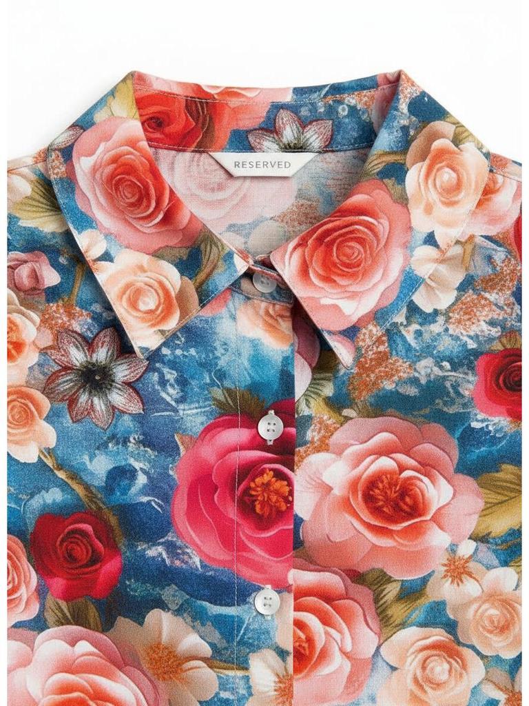 2026 Retro Floral 90s Hong Kong Style Women's Red Long Sleeve Shirt