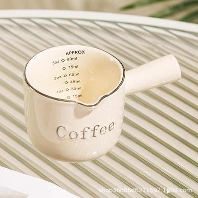 "Exquisite Ceramic Espresso & Milk Measuring Cup with Scale"