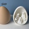 Minimalistická vánoční dekorace Mini betlémová figurka, Vánoce se Svatou rodinou ve vejci, Malé sváteční pokojové doplňky 3D tištěná stolní ozdoba pro