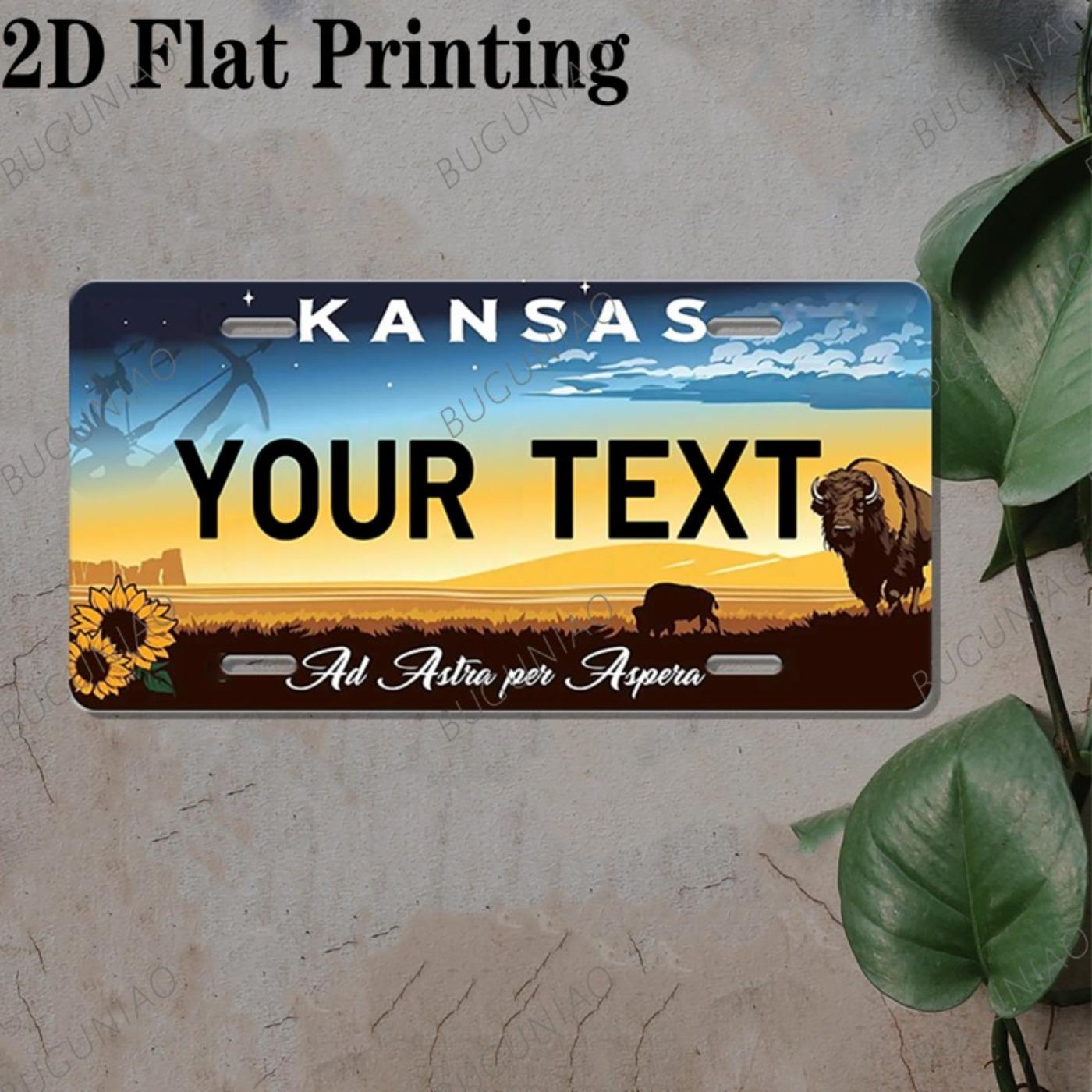 

Personalized Tin Sign Kansas Decorative Plate for Home Bar Wall Art