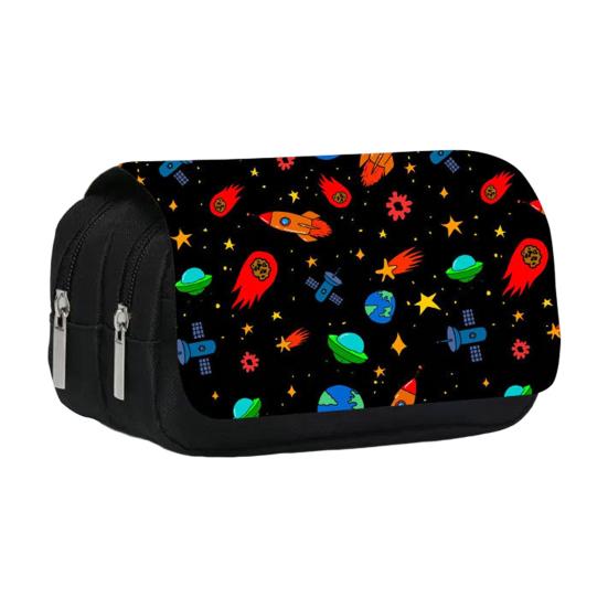 

Пенал большой емкости водонепроницаемый двухслойный мультяшный флип звездное небо космонавт ручка сумка школьная F
