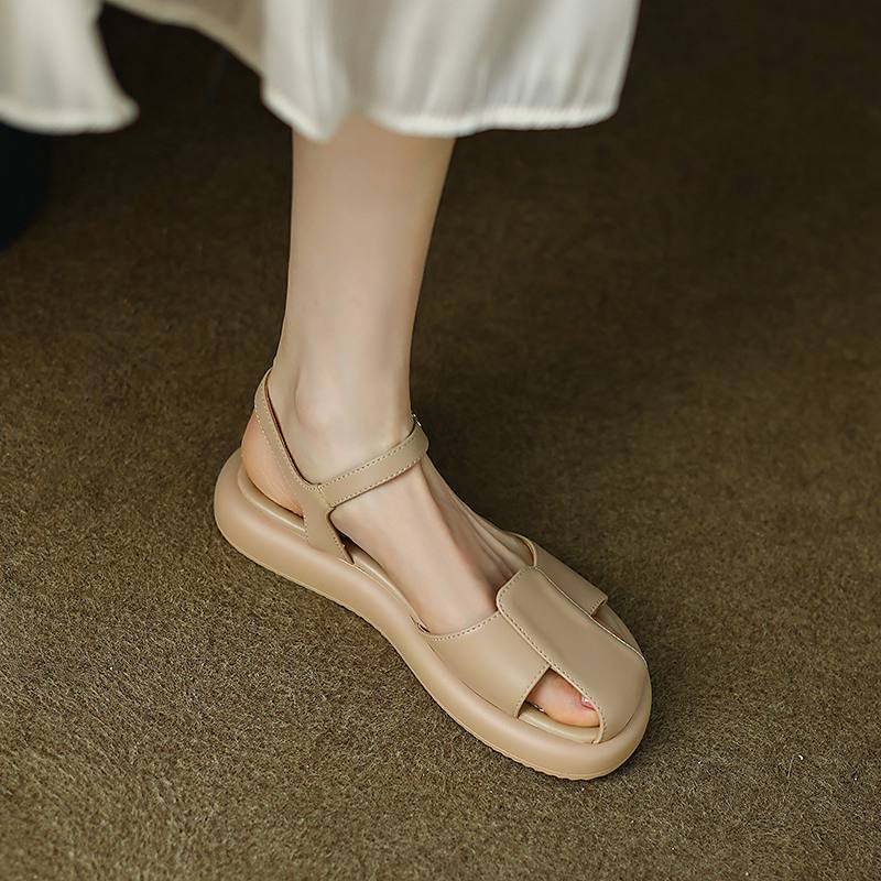 Krazing Pot Летние женские сандалии для отдыха на плоской платформе с круглым носком — фото 10