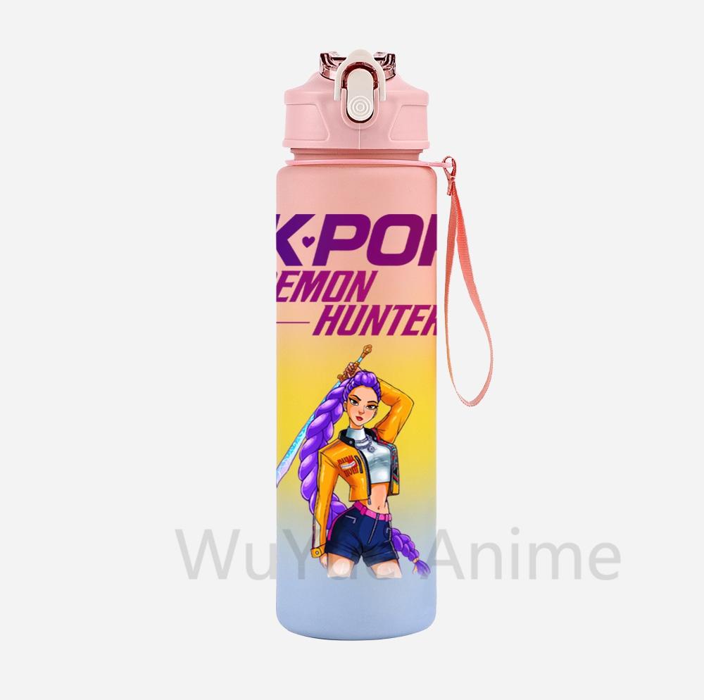 Anime K-Pop Demon Hunters Character Water Cup Large Capacity Outdoor Portable Rope Drinking Bottle Gift for Boys and Girls