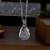 Burmese Blue Water Jade Gourd Pendant Necklace with S925 Silver - Chinese Style for Women