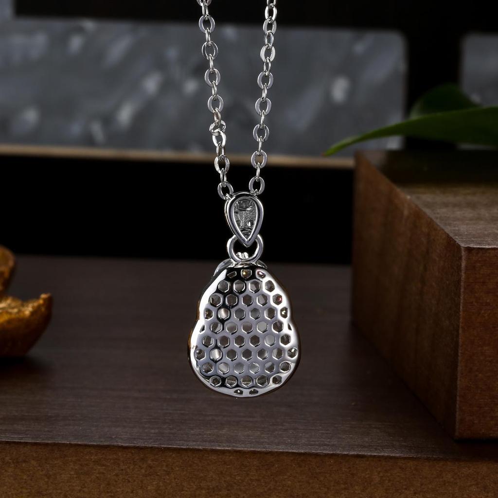 Burmese Blue Water Jade Gourd Pendant Necklace with S925 Silver - Chinese Style for Women