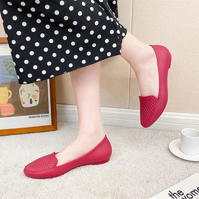 Damer Casual Spiss Tå Lettvekt Grønne Gummi Ballerinas Dame Mote Vår & Sommer Vanntett Ballerina G631