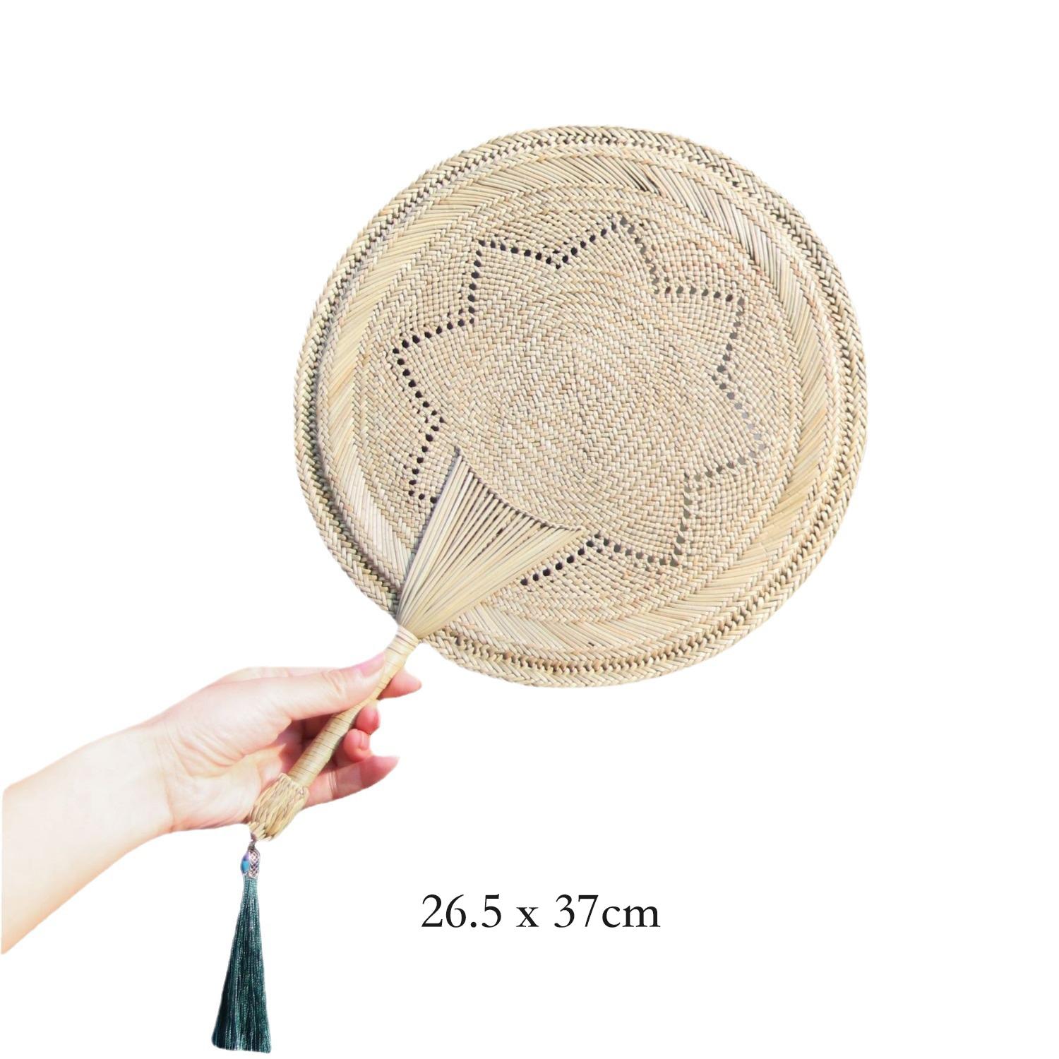 

Веер из рогоза, плетеный вручную, летний веер от комаров, изготовленный вручную в китайском стиле, экологически чистый, натуральный веер из соломы, подарок для мамы