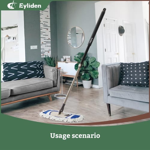 Eyliden Dust Mop with Two Reusable Washable Pads - One-Touch Replacement, Adjustable Height Handle, Wet & Dry Mop for Floor Cleaning, Hardwood, Lamina