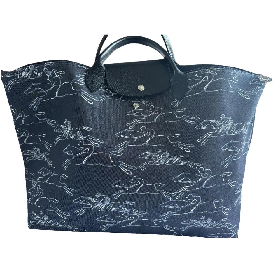 

Longchamp Le Pliage Сумка для подорожей з бавовни з принтом логотипу, регульована, знімна, жіноча, темно-синя 1624HEL006 Basic Set (Bag)