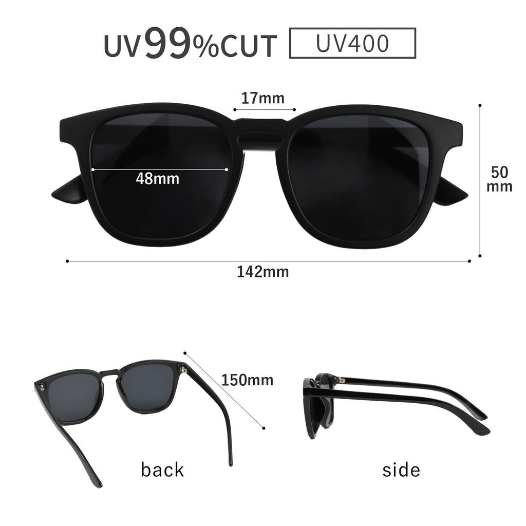 [Puente] Sunglasses for Men and Women - Stylish, Clear Gray, Gray, Clear, Transparent, Clear Frame, Mid-Gray, Square, Flat, Oversized, Suitable for