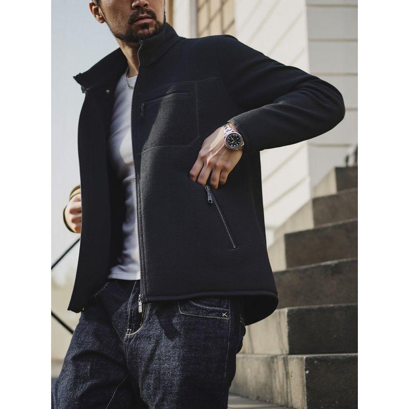 Niaojia Outdoor Fleece Jacket, Inner Layer for Men, Slim Fit, Zip-Up, Stand Collar, Knitted Outerwear, Export Warm Jacket
