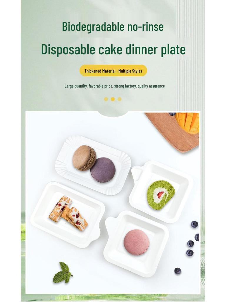 Disposable Rectangular Cake Plates - Degradable Party and Birthday Tableware, No-Wash Needed