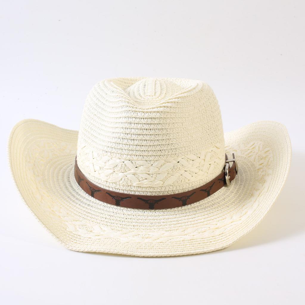 Beliebter europäischer und amerikanischer klassischer Strohgeflecht Western-Cowboyhut für Herren und Damen Outdoor-Mode OL-Stil Geflochtener Zylinder