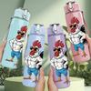 1PC Fighting Rooster Cartoon Print 750ml Color Plastic Sports Water Bottle Leakproof Flip Straw Lid Suitable for Sports Office Home Use