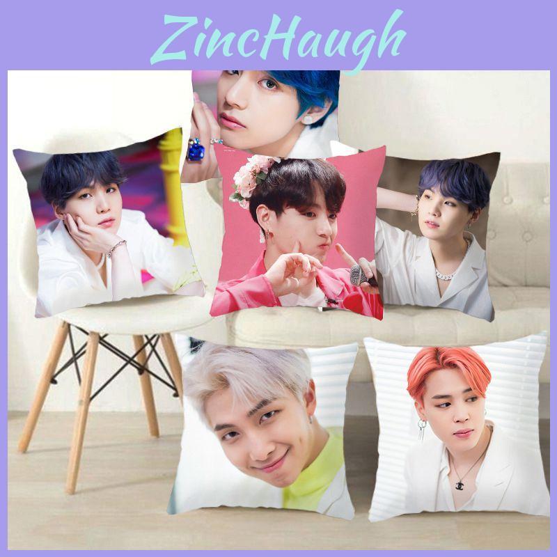 Stylish 17.7inch Bts Bangtan Boys Pillowcase Soft Fabric Cushion Cover For Decor