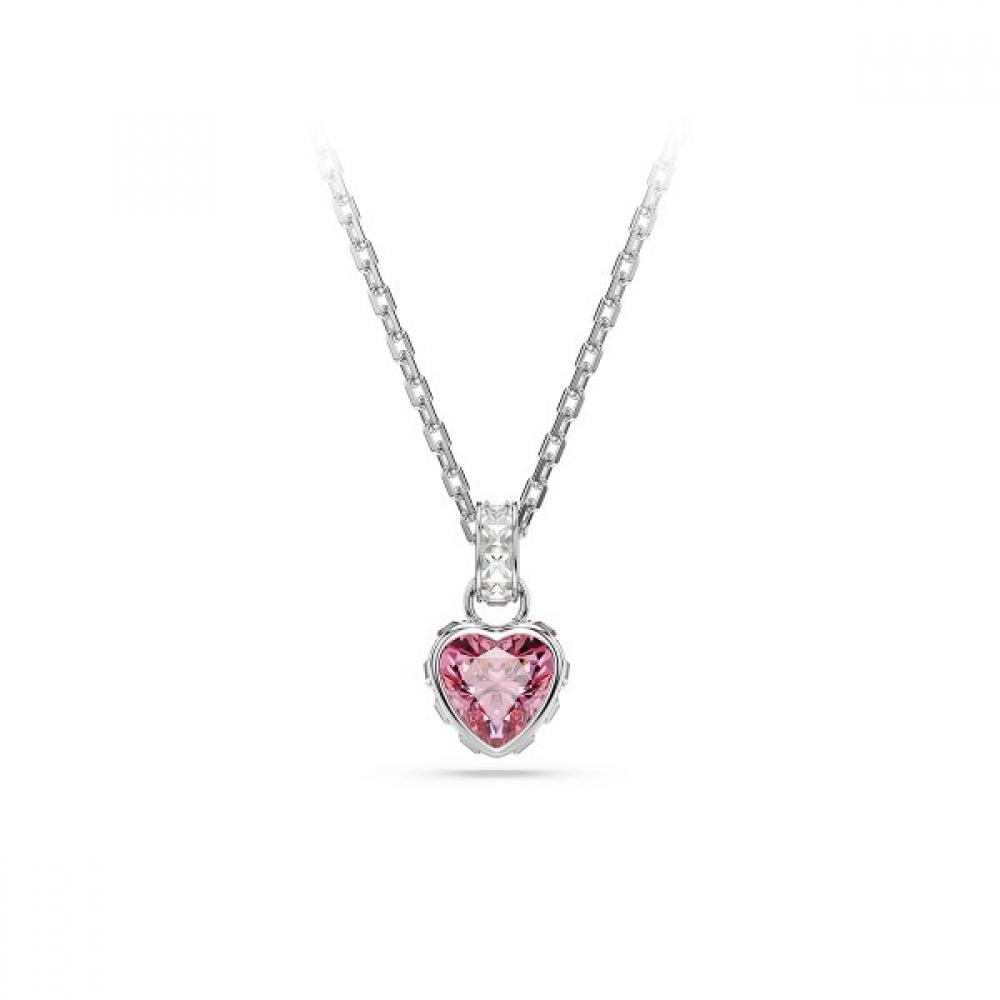 Swarovski Heart Necklace Pink Rhodium 5757789