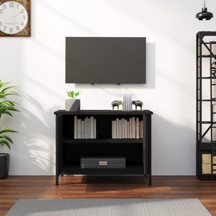 VidaXL Meuble TV avec portes noir 60x35x45 cm bois d'ingénierie 826295
