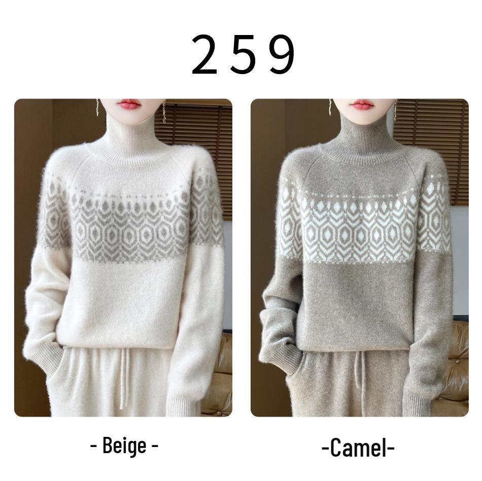 Cardigan Tricotat cu Gât Rotund din Lână 100% Pură cu Fermoar - Pulover Toamnă/Iarnă Stil Leneș cu Croială Largă