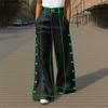 INCERUN Men Zipper Waist Stitching Casual Wide Leg Pants Long Trousers With Pockets