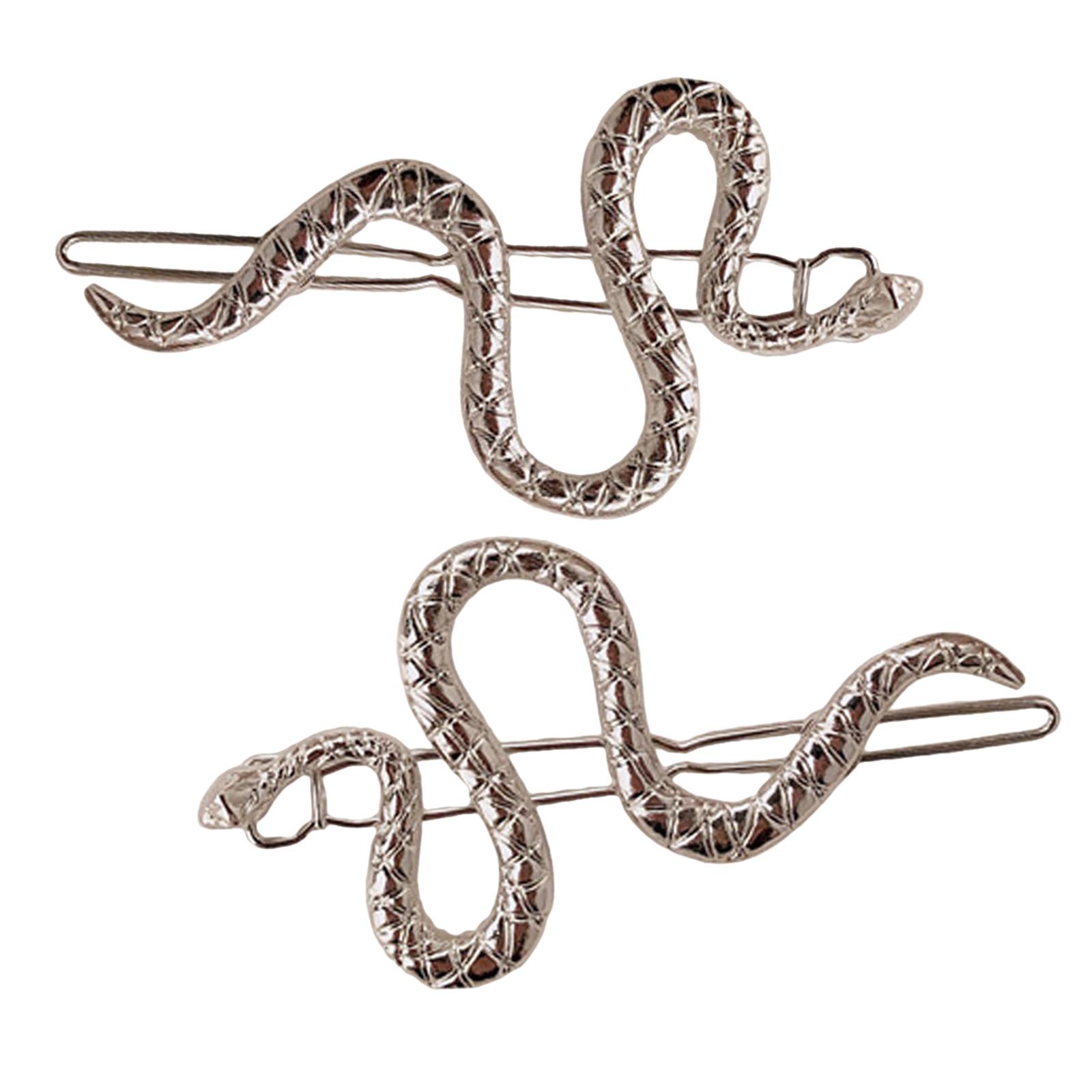 

2pcs Gothic Punk Metal Snake Shaped Hairpin Serpentine Hair Pins Versatile Accessory Girls Retro Barrettes Jewelry серебряный