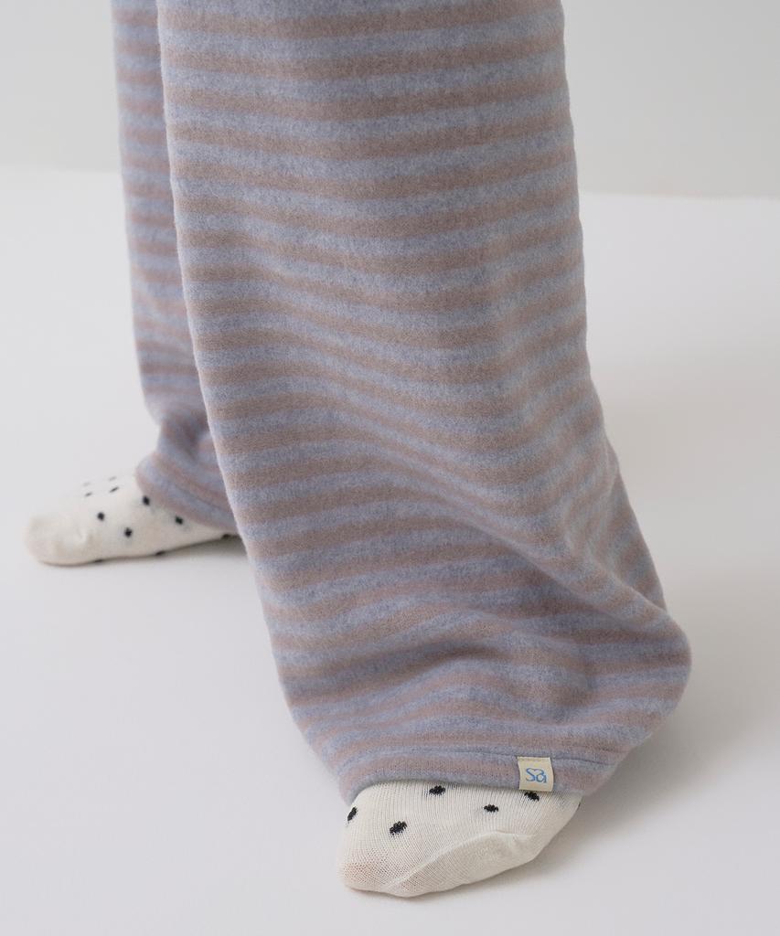 Sayu Striped Brushed Elastic Pants Light Blue