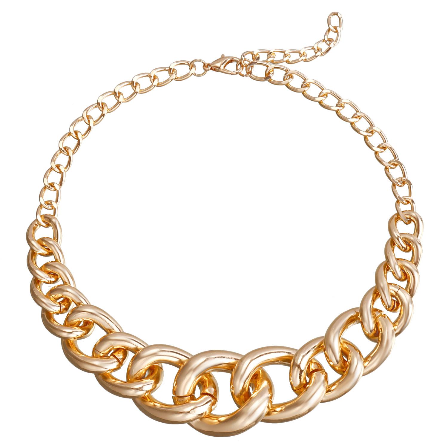 

European and American punk trend cool personality thick chain neck chain necklace jewelry, hip hop exaggerated geometric buckle simple золотой