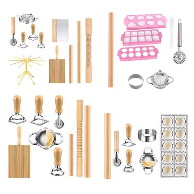 Ensemble Professionnel Manuel de Machine à Pâtes avec Planche à Rouler Couteau pour Gnocchis, Raviolis, Raviolis Chinois, Préparations de Pâtisserie Maison