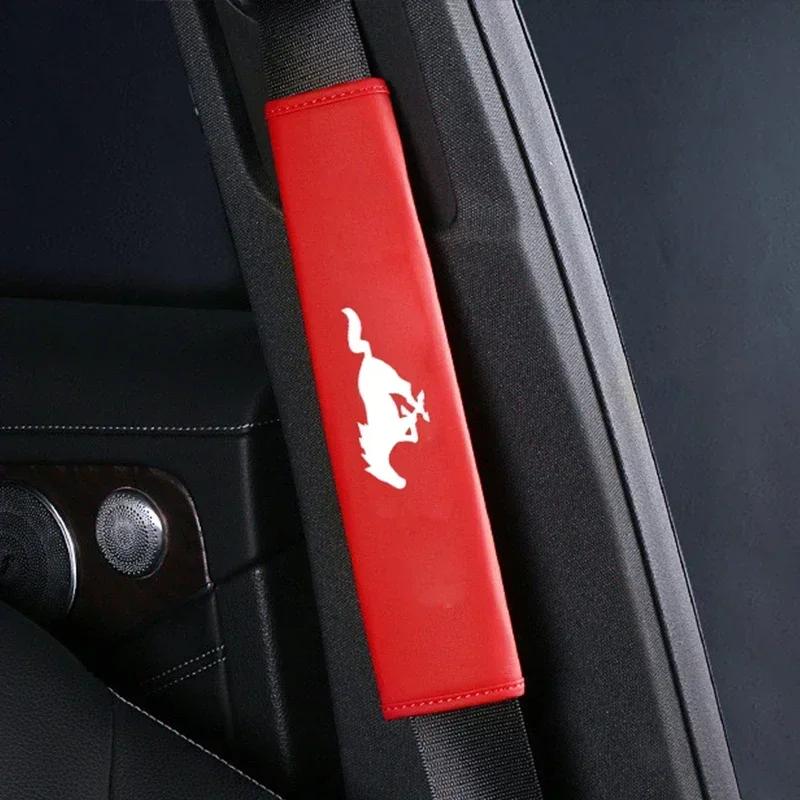 2Pcs Car Interior Accessories Auto Shoulder Pads Seat Belt Covers Case for Ford Mustang Shelby GT 350 500 Cobra 2005 2009 2015