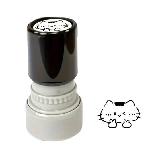 Cat Pattern Stamp with Black Cat Illustrations Seal Compact Creative Portable Stamp for Journals Cards Planners