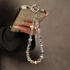 Luxury Crystal Bead Short Lanyard with Clip, Phone Case Keychain Bag Charm, High End Crystal Phone Strap Gift